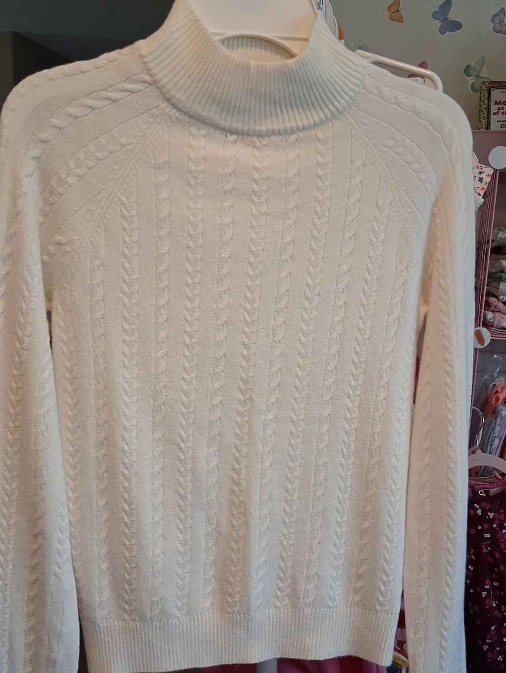 Hooked Up by IOT Cream Cable Knit Mock Neck Sweater - Kids